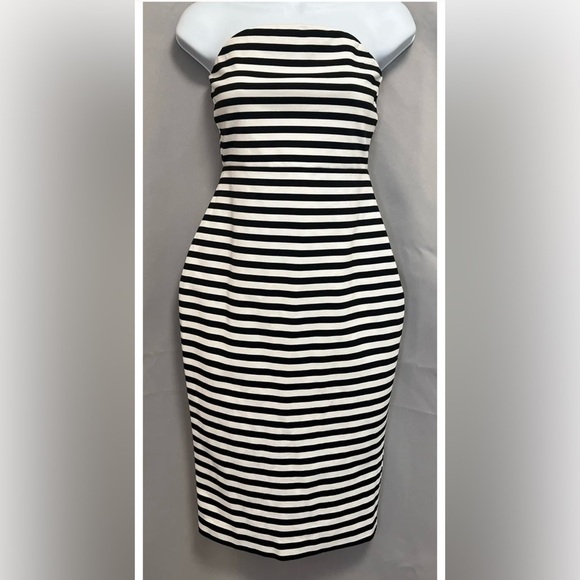 EXPRESS Stretch Knit Stripe Tube Dress Sz 6 - Picture 1 of 12
